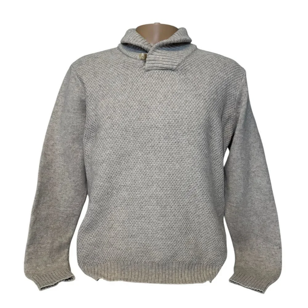 Old Navy Men's Size‎ LARGE Sweater Beige Shawl Collar Knit Wool Blend Pullover